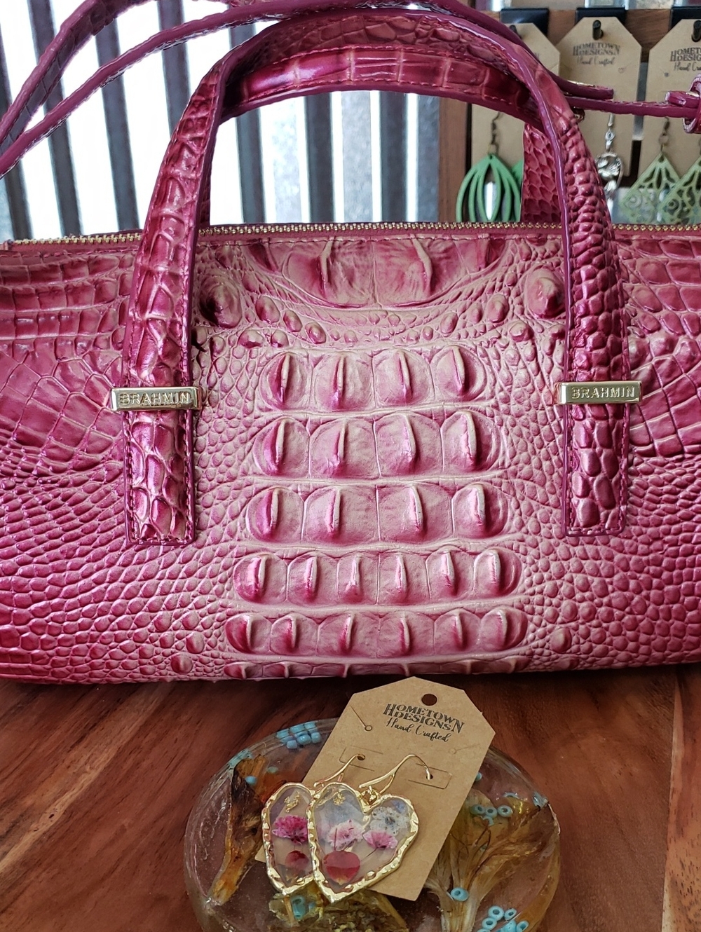 Brahmin Claire Croc-Embossed Leather Satchel - Picture 1 of 5